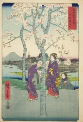 O aterro Sumida na Capital Oriental (Toto Sumida-zutsumi), da série "Trinta e seis vistas do Monte Fuji (Fuji sanjurokkei)"