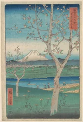 Vista do monte Fuji a partir de Koshigaya, na província de Musashi (Musashi, Koshigaya Zai), da série Trinta e seis vistas do monte Fuji (Fugaku sanjūrokkei)