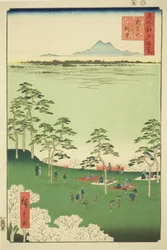 View and Terth de Asuka Hikil (Asukayama Kita no Chobo), da série Te "Ridge dre d fa nets Views of Edo (One Hundred Famous Views of Edo)"