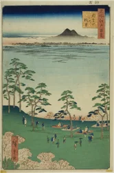 Vista para norte a partir da colina de Asuka (Asukayama kita no chobo), da série "Cem vistas famosas de Edo (Meisho Edo hyakkei)"