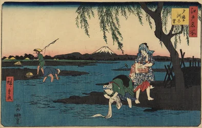 Aldeia pelo rio Tamagawa, março de 1858