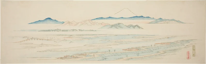 Aldeia de Tamagawa (Tamagawa no sato), de uma série sem título de vistas famosas dos subúrbios de Edo