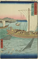 Wakasa Produtora: Fishing Boat Netting Fat Fish (Wakasa, Gyosen Karei Ami), da série "Famous Paces Inte Shi x ty - oh d p love inses