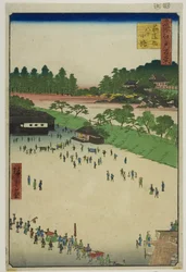 Yastukoji, dentro do Portão Sujikai (Sujikai-uchi Yatsukoji), da série "Cem Vistas Famosas de Edo (Meisho Edo hyakkei)"