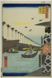 Balsa de Yoroi, Koami-cho (Yoroi no watashi Koami-cho), da série "Cem vistas famosas de Edo (Meisho Edo hyakkei)"