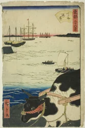 A Praia de Takanawa (Takanawa kaigan), da série "Trinta e seis Vistas da Capital Oriental (Toto sanjurokkei)"