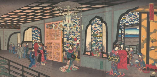 Andar Superior da Casa de Chá Gankiro em Yokohama, 4º mês, 1860.