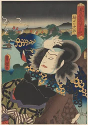 Barqueiro Matsuemon em pinho
Representações das Oito Vistas (título da série sobre o objecto)