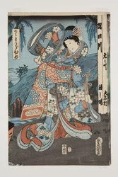 Princesa(Sakura hime) (impressão em bloco de madeira a cores)