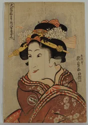 O ator Iwai Hanshiro V como Yaoya Oshici da série "Famous Hit Performances", c.1815