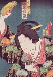 O ator Bando Hikosaburo, pub. c.1850, (impressão do woodblock da cor)