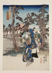 Vista de Yoshiwara (Yoshiwara zu) (impressão em bloco de madeira a cores)