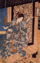 Nareginu, filha de Mikawa no Zenji, por Utagawa Kuniyoshi