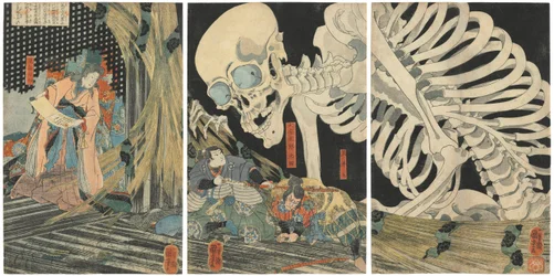 Oyataro Mitsukuni Desafiando o Espectro Esqueleto Conjurado pela Princesa Takiyasha, 1844-1845.