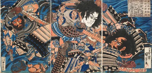 Sanada no Yoichi Yoshihisa e Matano no Goro Kagehisa, ca 1835.