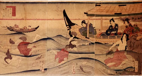 A Pesca de Abalone. Impressões de Utagawa Kuniyoshi (v.1797-1861)