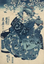 A cortesã Hanao de Ogi-ya por Kuniyoshi