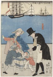 Holandeses em um dia de folga em Yokohama Yokohama kyujitsu Oranda-jin yuko (título da série)