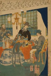 Salão de uma casa mercantil estrangeira em Yokohama, 1861
