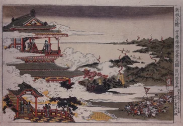 Um Lushan e suas tropas atacam o Imperador, ca 1770