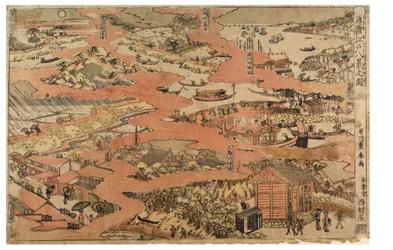 Oito vistas de Edo, c.1770-1780 (impressão em xilogravura sobre papel)