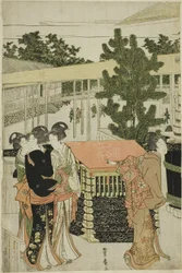 Peregrinação de Ano Novo ao Templo Myohoji em Horinouchi (Horinouchi Myohoji eho mairi no zu)