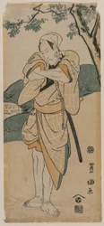 O ator Ichikawa Danjuro como um Samurai