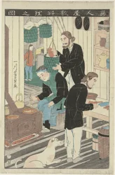 A cozinha na casa de um estrangeiro
Ijin yashiki ryori no zu (título sobre o objecto)