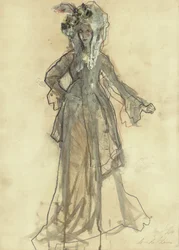 Esboço de um traje elegante