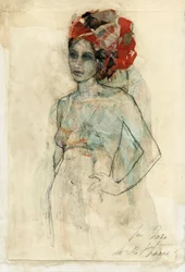 Mulher com um turbante elegante