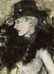 Mulher elegante com chapéu preto