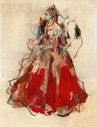 Mulher elegante de vermelho