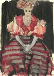 Mulher elegante de vermelho