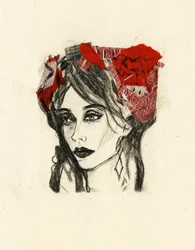 Retrato Expressivo em Vermelho