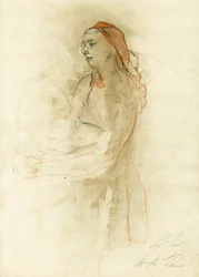 Mulher nua pensativa