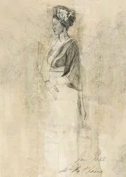 Esboço do perfil de uma mulher serena
