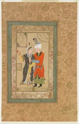 Um príncipe e uma princesa se abraçam, c.1550