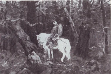 Em meditação (um cavaleiro a cavalo entra em uma floresta densa)