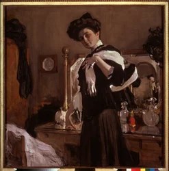 Retrato de Henrietta Hirshmann (1885-1970). Pintura de Valentin Alexandrovich Serov (1865-1911), tempera sobre tela