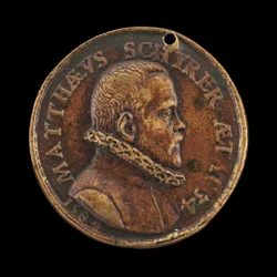 Matthaus Schyrer, nascido em 1550, impressor [anverso], 1584.