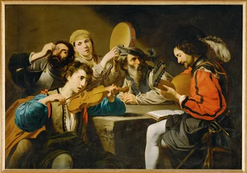 Concerto com quatro pessoas e um bebedouro (pintura sobre tela)