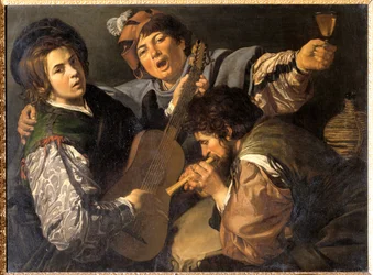 Três homens fazendo música, c.1616 (óleo sobre tela)