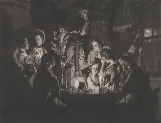 Um filósofo mostrando um experimento na bomba de ar, 1769.