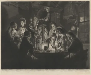 Um filósofo mostrando um experimento na bomba de ar, 1769.