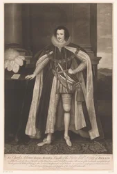 Portret de Charles Blount Sir Charles Blount Baron Mountjoy, Cavaleiro do Parter, Lord Deputy of Ireland (título no objeto)