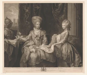 Retrato de Charlotte de Mecklenburg-Strelitz e da sua filha Charlotte
Charlotte, Rainha da Grã-Bretanha, e a Princesa Real (título sobre o objecto)
