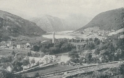 Uma vila irlandesa em Glendalough, 1910