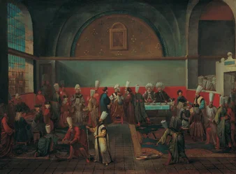 Jantar no palácio em homenagem a um embaixador, década de 1720