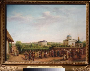Noce dans le village de Kukavka (Ucrânia) (The Wedding in Kukavka Village) - Pintura de Vasili Andreyevich Tropinin (Vassili Tropinin) (1776-1857), óleo sobre tela, cerca de 1810, arte russa
