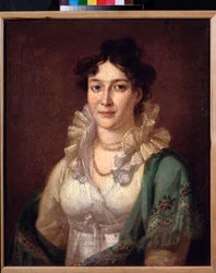 Retrato da Princesa Isabella de Conti (Retrato da Princesa Isabella de Conti) - Pintura de Vasili Andreyevich Tropinin (Vassili Tropinine) (1776-1857), óleo sobre tela, por volta de 1810 - arte russa do século XIX - Museu de Coleções Particulares em A Push